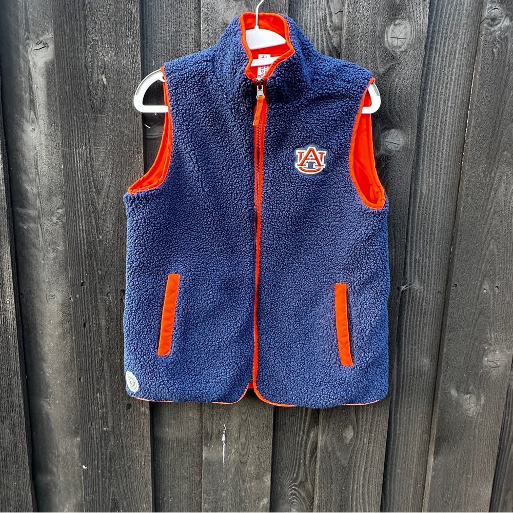 Colosseum Auburn University reversible blue and orange vest wooly fleece size S